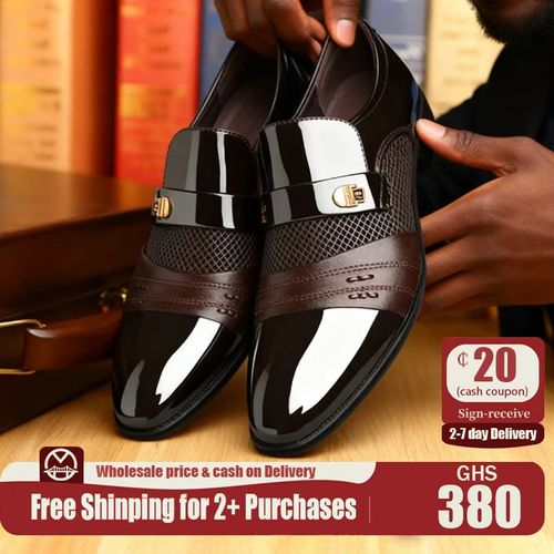 Shoes Dress Oxford for Men Lace Up Round Toe Shiny Leather Rubber Sole Low Top Non Slip Resistant Block Heel Classic