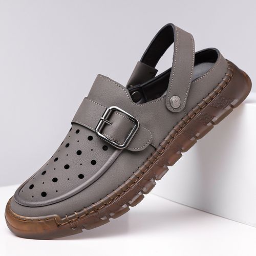Summer's new men's perforated shoes,  hand-stitched breathable sandals
