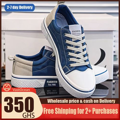 🔥Ghana - Navy Blue Canvas Low Top Sneakers🔥Free Shipping for 2+ Purchases-LB-0010