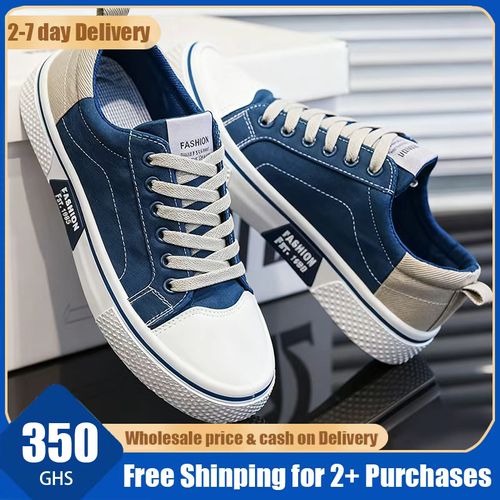 Men's Casual Canvas Sneakers - Classic Street Style Skate Shoes, Low Top, Round Toe