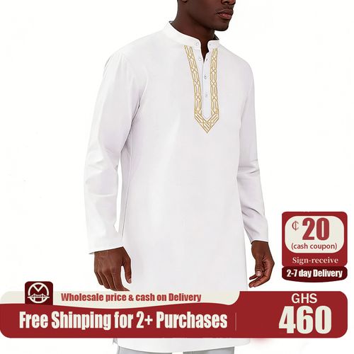 0227Simple Stylish Long Embroidered Robe for MenDW065