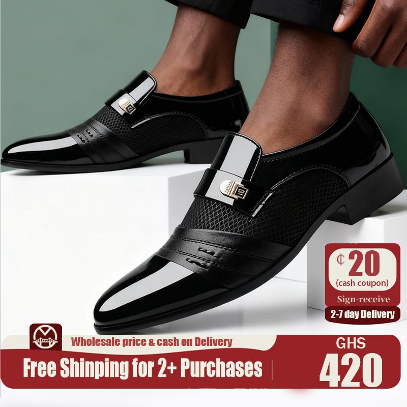 🔥Ghana - Black mesh-hole leather shoes🔥Free Shipping for 2+ Purchases-LB-00191