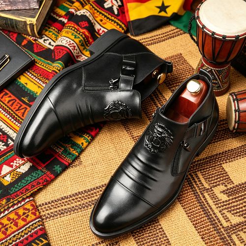 🔥Ghana -Lion Badge Zipper Ankle Boots🔥Free Shipping for 2+ Purchases-DW054