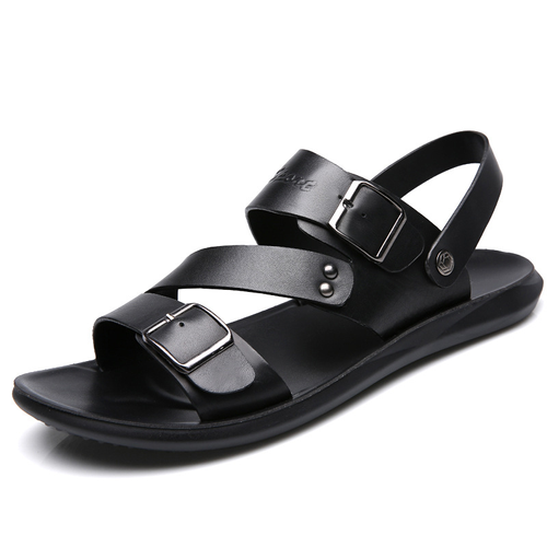 🔥Ghana - Men's Black Buckle Leather Sandals🔥Free Shipping for 2+ Purchases-LB-SD-001