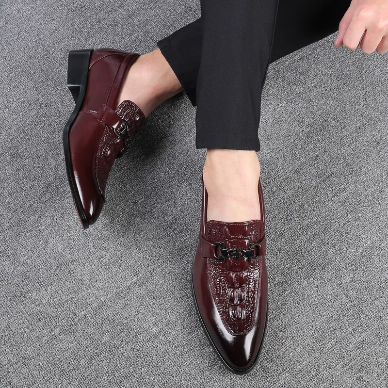 🔥2025 HOT SALE -50%🔥Casual leather shoes, British fashion, pointed toe men's leather shoes, crocodile print date leather shoes, height-increasing and breathable inside