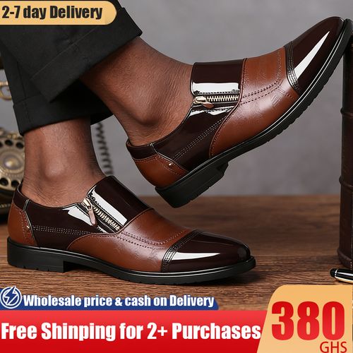 0227Brown & Black Stitched Men's Leather ShoesDW051