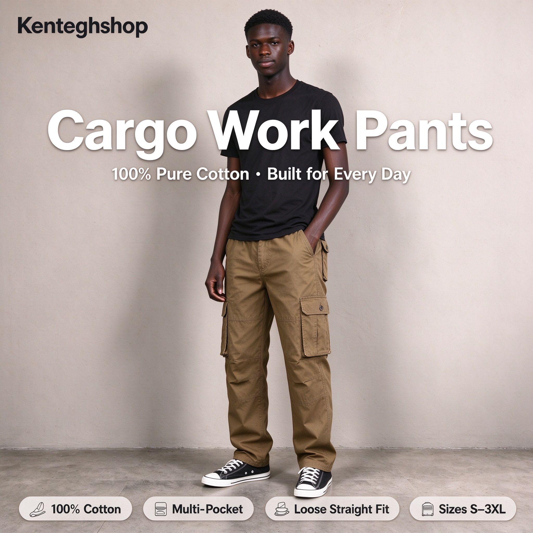 🔥Ghana - Khaki Multi-Pocket Cotton Cargo Work Pants🔥Free Shipping for 2+ Purchases-NZ-002