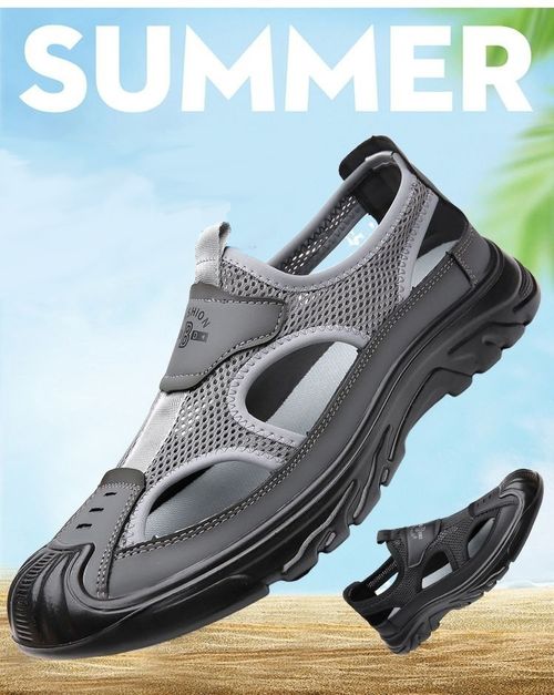 Men's Closed Toe Sandals Mesh Breathable Casual Sport Walking Shoes Outdoor Non-slip Hiking Climbing Shoes Comfortable Soft Work Outdoor Travel Shoes