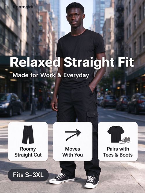 🔥Ghana - Black Multi-Pocket Cotton Cargo Work Pants🔥Free Shipping for 2+ Purchases-NZ-004