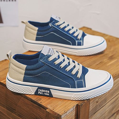 Men's Casual Canvas Sneakers - Classic Street Style Skate Shoes, Low Top, Round Toe