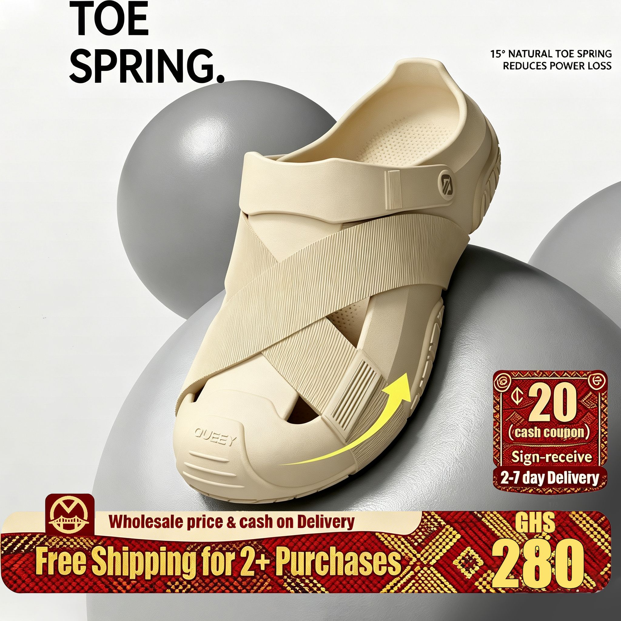 🔥Ghana -Beige Cushioned Outdoor EVA Sandals🔥Free Shipping for 2+ Purchases-YML-CP-026