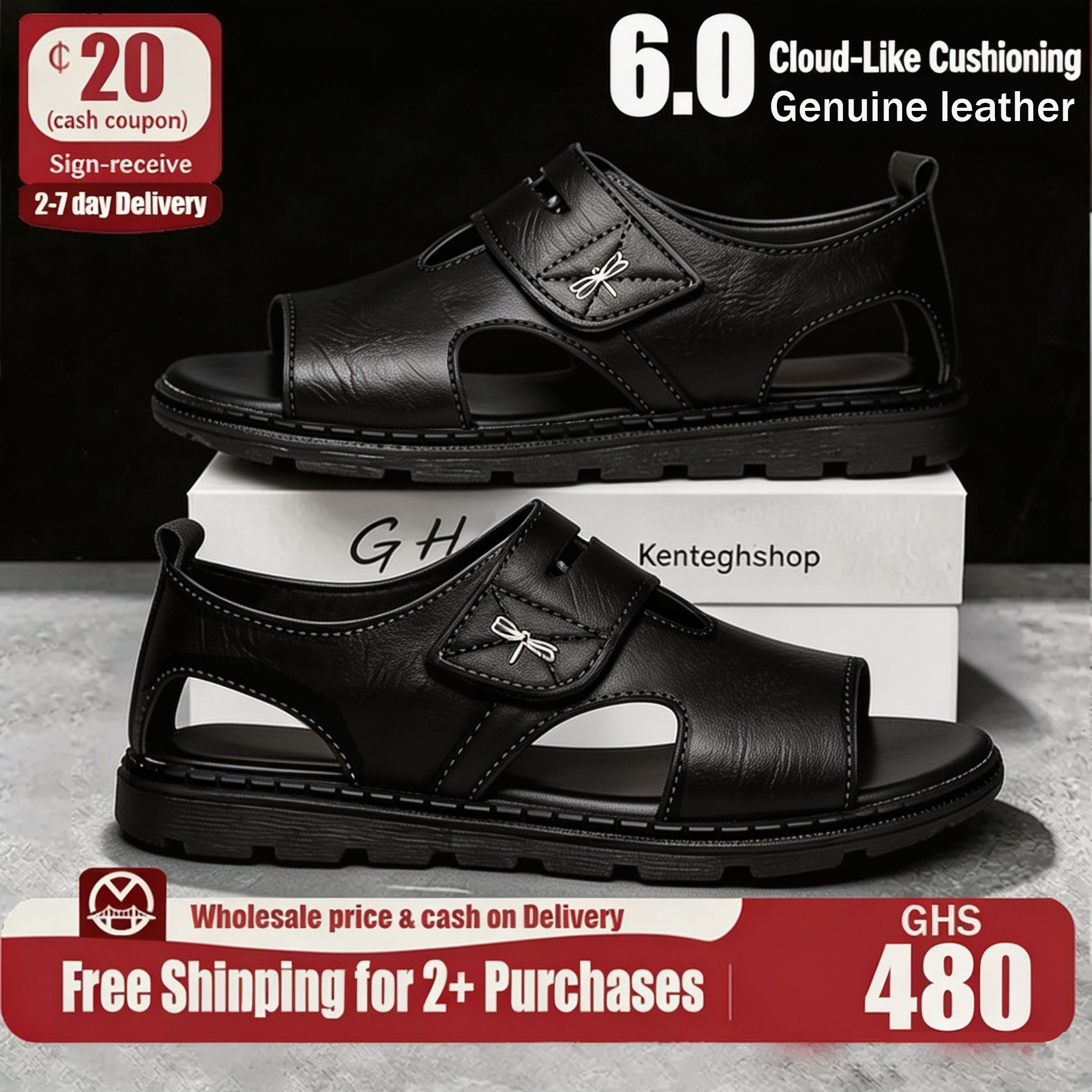 🔥Ghana -Men Flexible Thick Sole Leather Sandals🔥Free Shipping for 2+ Purchases-LB-SD-005