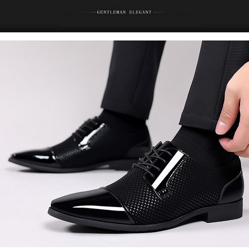 Men's Dress Shoes Patent Leather Oxfords Classic Lace-up Formal Tuxedo Shoes Business Wedding Derby Shoes Cap Toe Fashion