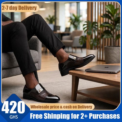 🔥Ghana - Brown Polished Leather Business Dress Shoes🔥Free Shipping for 2+ Purchases-LB-0019
