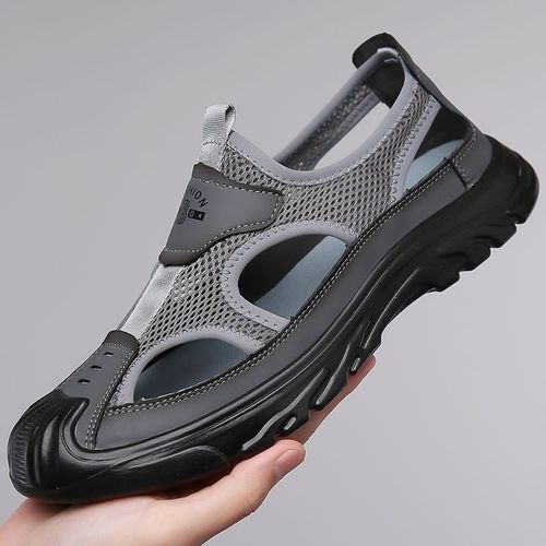 Men's Closed Toe Sandals Mesh Breathable Casual Sport Walking Shoes Outdoor Non-slip Hiking Climbing Shoes Comfortable Soft Work Outdoor Travel Shoes