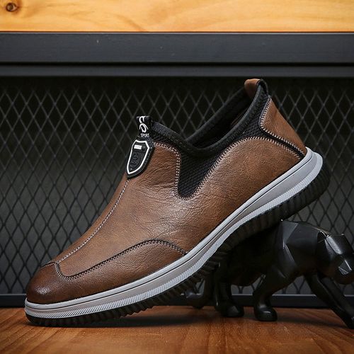 Summer Men's Casual Leather Shoes with Thick Soft Sole
