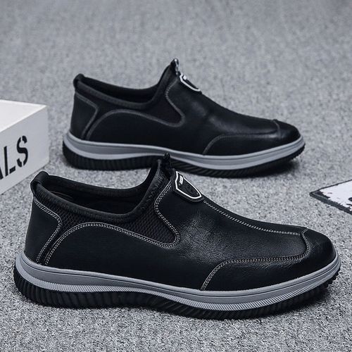 Summer men's thick-soled black breathable business shoes