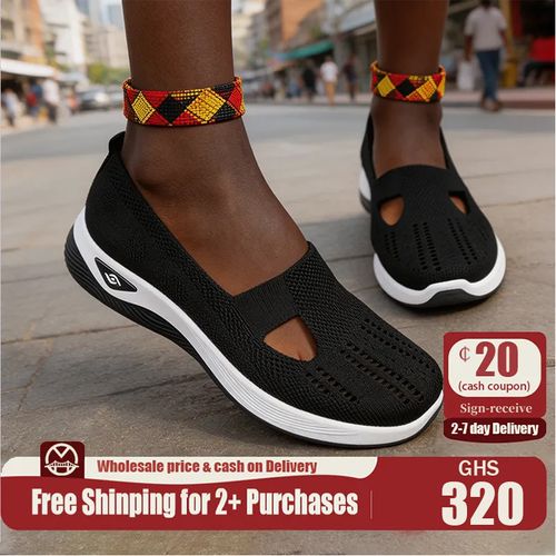 🔥Ghana - Black Mesh Slip-Ons Shoes🔥Free Shipping for 2+ Purchases-LB-WS-001