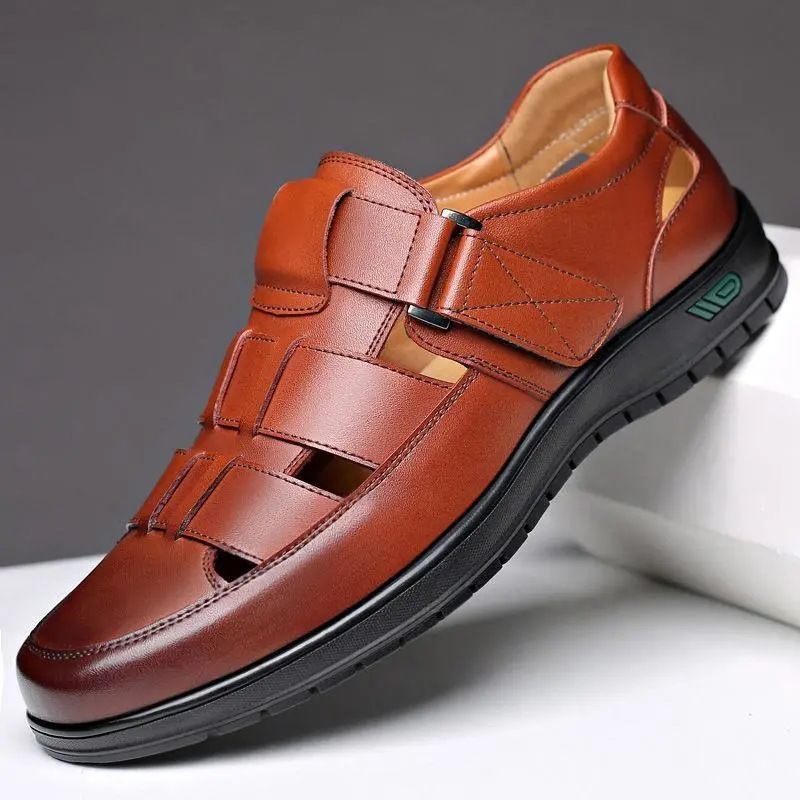 🔥2025 HOT SALE -50%🔥Men's leather shoes, business casual formal wear, single shoes with soft soles and anti-slip properties, summer men's sandals, black shoes for middle-aged and elderly fathers