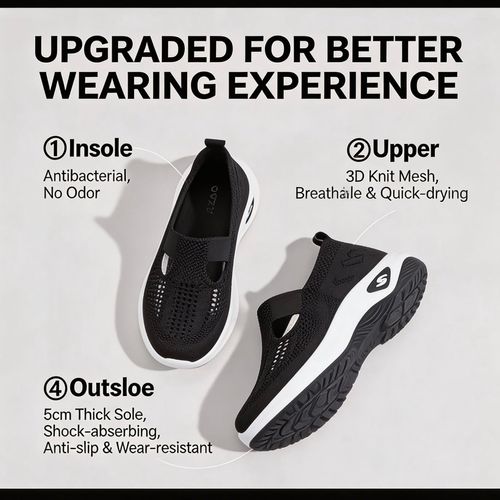 🔥Ghana - Black Mesh Slip-Ons Shoes🔥Free Shipping for 2+ Purchases-LB-WS-001