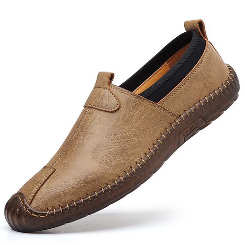 Men's Leather Walking Shoes, Workwear Vintage Old Fashioned Texture Design, Low Top Men's Casual Shoes, Casual Sneakers, Hand Reinforced Sewn Sole