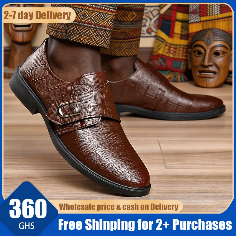 🔥Ghana -Men's Buckle Formal Leather Shoes🔥Free Shipping for 2+ Purchases-DW-BZ-009