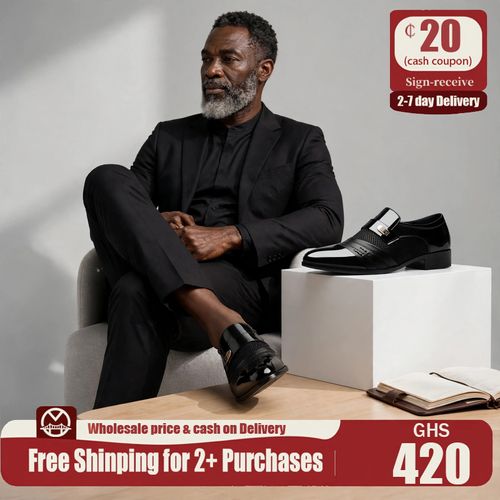 🔥Ghana - Black mesh-hole leather shoes🔥Free Shipping for 2+ Purchases-LB-00191