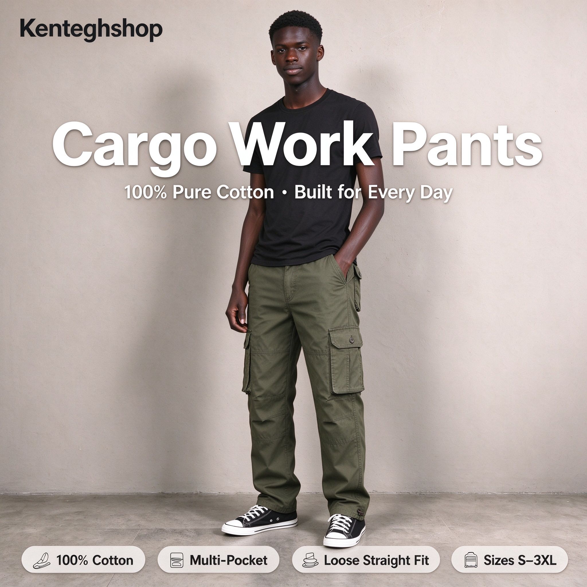 🔥Ghana - Army Green Multi-Pocket Cotton Cargo Work Pants🔥Free Shipping for 2+ Purchases-NZ-003