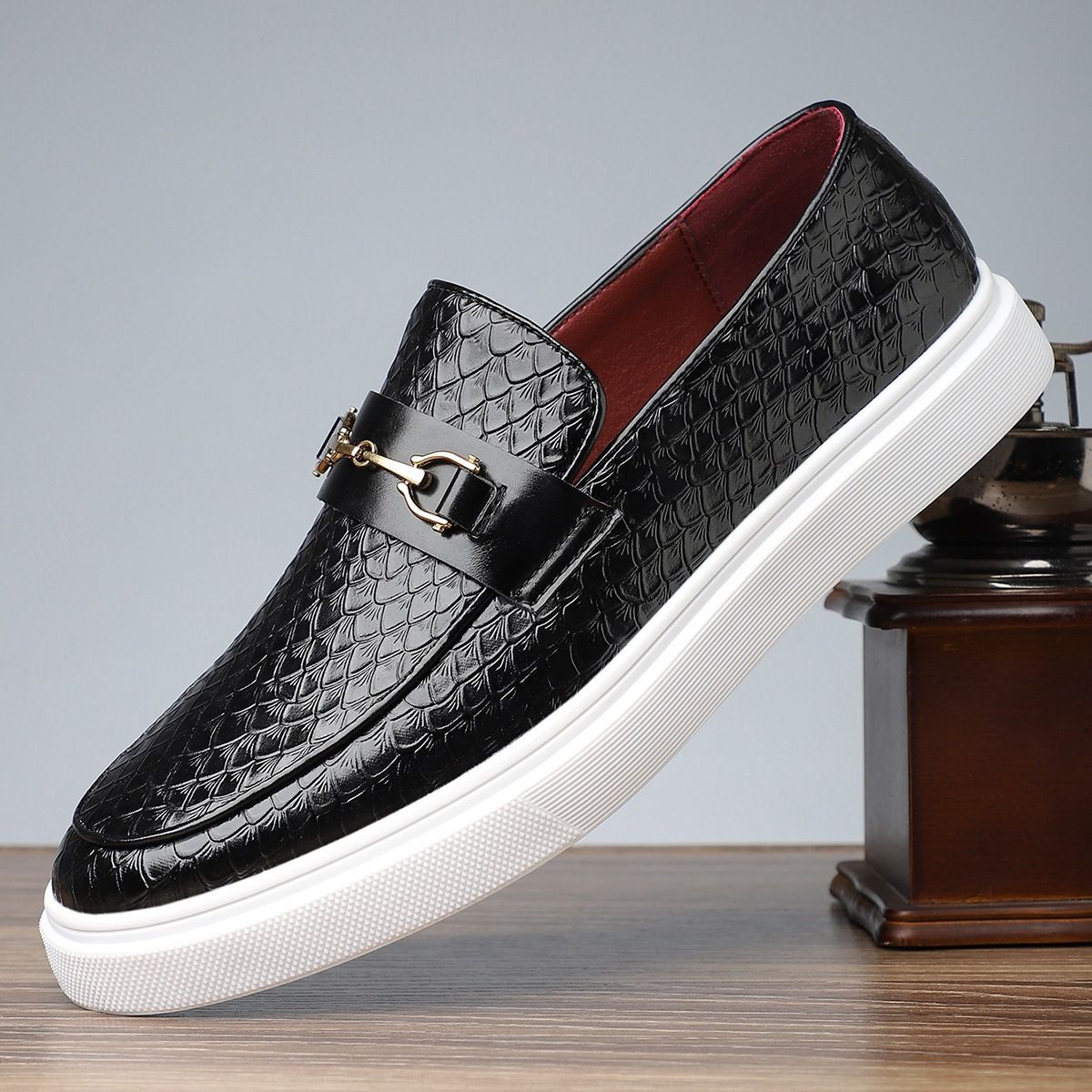 🔥Ghana - Black Scale Urban Loafer🔥Free Shipping for 2+ Purchases-YML-CP-030