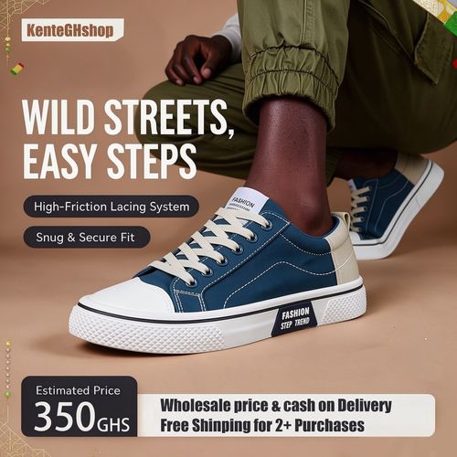 🔥Ghana - Navy Blue Canvas Low Top Sneakers🔥Free Shipping for 2+ Purchases-LB-0010