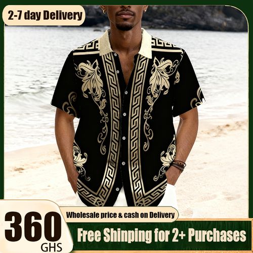 0922Men's black printed shirt