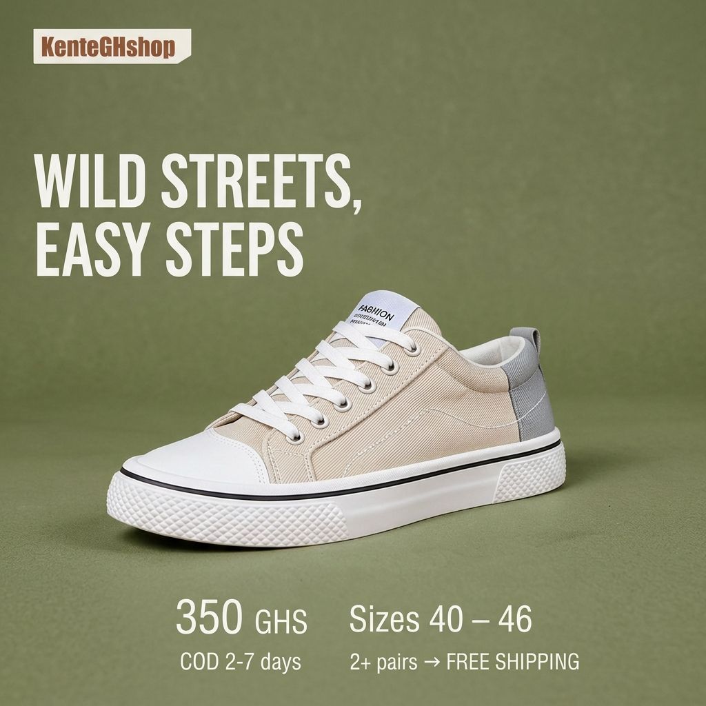 🔥Ghana - Men Beige Canvas Low Top Sneakers🔥Free Shipping for 2+ Purchases-LB-CAS-010