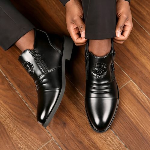 🔥Ghana -Lion Badge Zipper Ankle Boots🔥Free Shipping for 2+ Purchases-DW054
