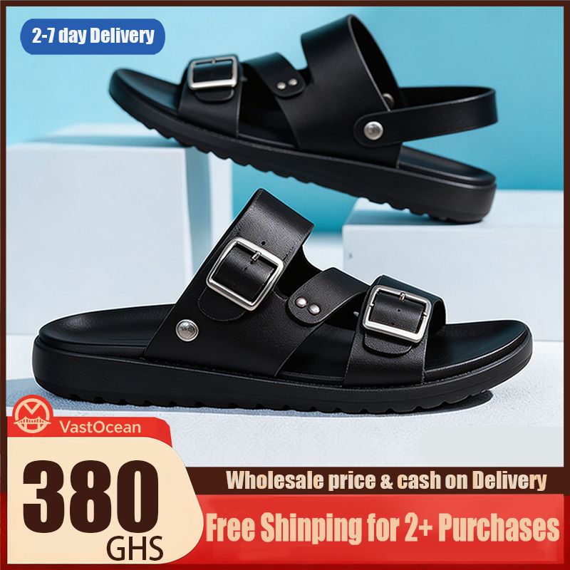 🔥Ghana - Men's Black Buckle Leather Sandals🔥Free Shipping for 2+ Purchases-LB-SD-001