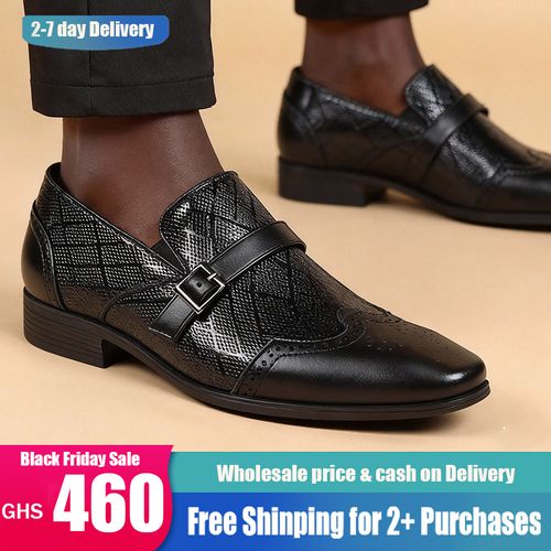 0929Buckled embossed leather shoesYML008