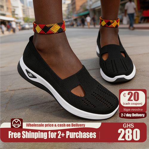 🔥Ghana - Black Mesh Slip-Ons Shoes🔥Free Shipping for 2+ Purchases-LB-WS-001
