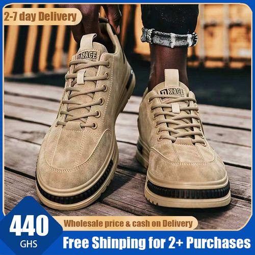 🔥Ghana-Men's Khaki Suede Casual Sneakers🔥Free shipping for 2 items-LB-CAS-008
