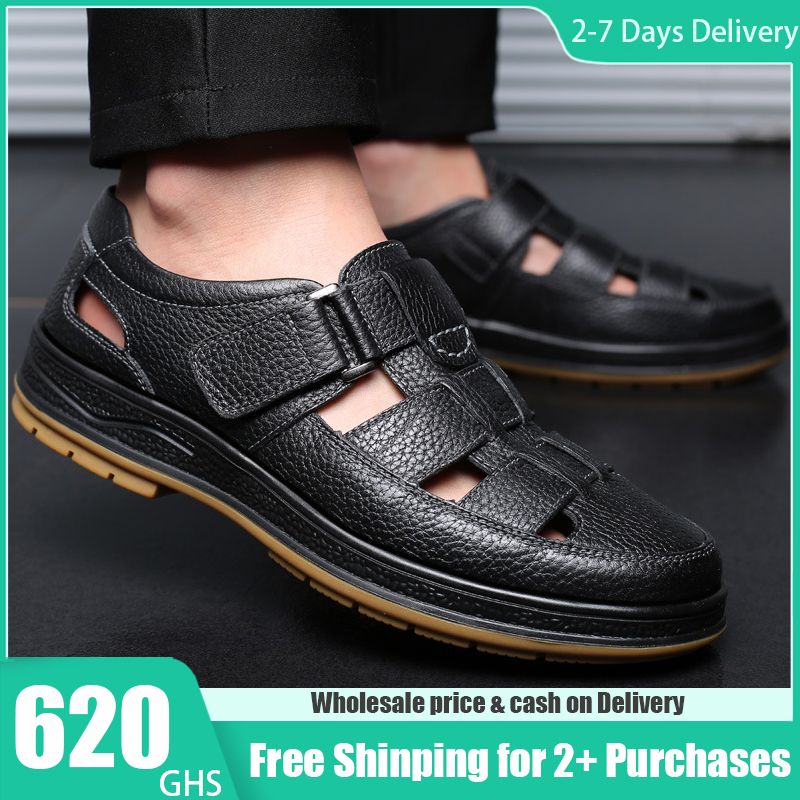 🔥Ghana - Imported Shoes and Clothing Wholesale 🔥Free Shipping for 2+ Purchases Black leather perforated slip-on shoes - DW025