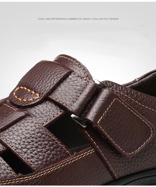 Men's Sneakers Men's Leather Breathable Hollow Casual Leather Shoes
