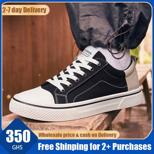 🔥Ghana - Men White and black canvas shoes🔥Free Shipping for 2+ Purchases-LB-CAS-009
