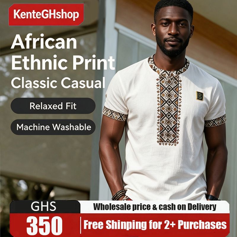 🔥Ghana - African Ethnic Print Short Sleeve Shirt🔥Free Shipping for 2+ Purchases-LB-TEE-002