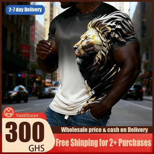 Men's Lion Graphic T-Shirt Summer Fashion Tee Top Shirt Design T-Shirts Summer Short Sleeve Lion T-Shirt