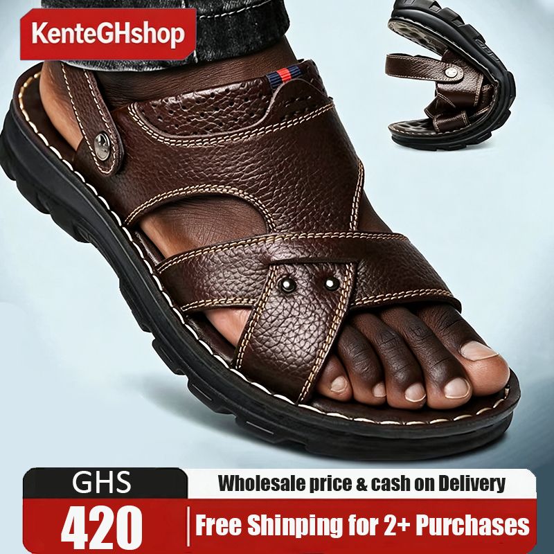 🔥Ghana - Men Brown Leather Adjustable Sandals🔥Free Shipping for 2+ Purchases-LB-SD-004
