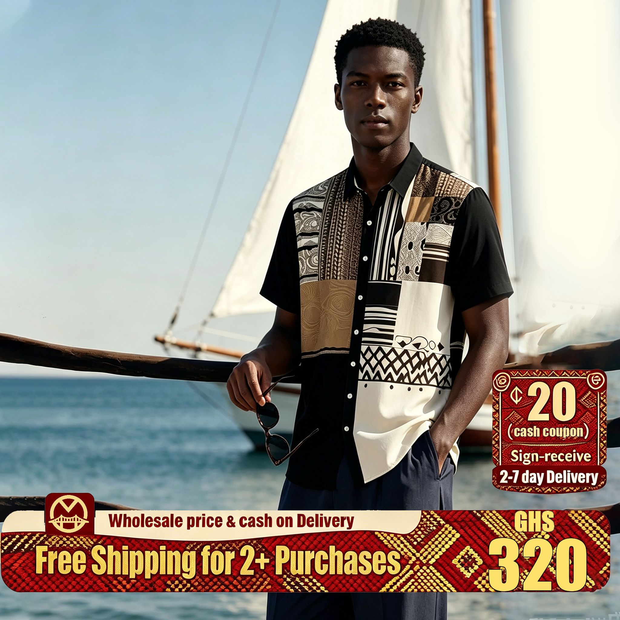 🔥Ghana - Cotton Linen Ethnic T-shirt 🔥Free Shipping for 2+ YML011