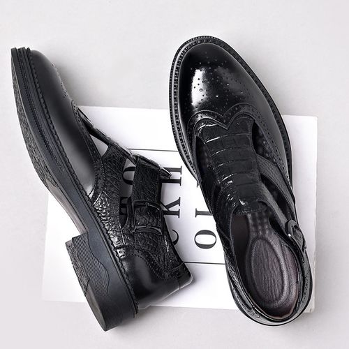 🔥Ghana - Men's Brogue T-Strap Genuine Cowhide Sandals🔥Free Shipping for 2+ Purchases-LB-SD-011
