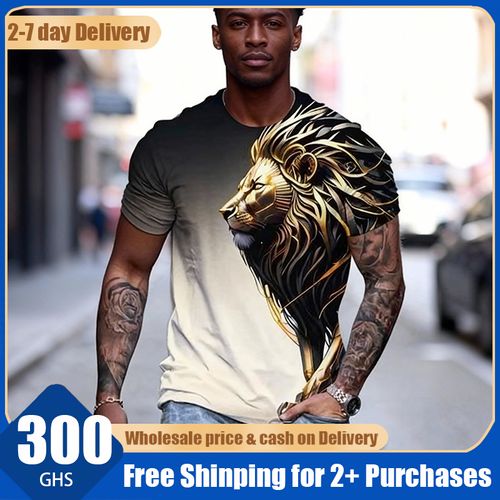 Men's Lion Graphic T-Shirt Summer Fashion Tee Top Shirt Design T-Shirts Summer Short Sleeve Lion T-Shirt