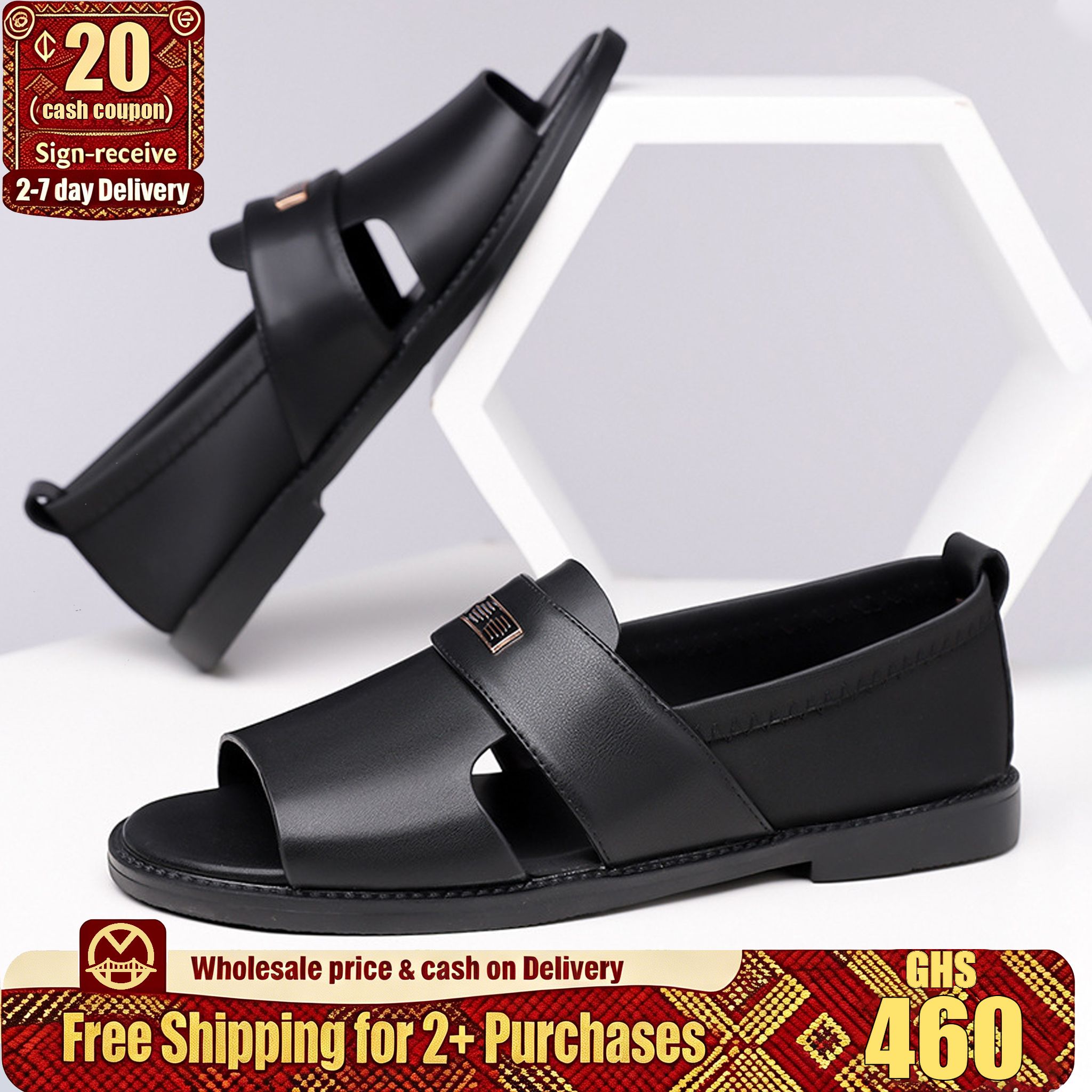 🔥Ghana -Men's Metal Buckle Cutout Leather Sandals🔥Free Shipping for 2+ Purchases-YML-CP-005
