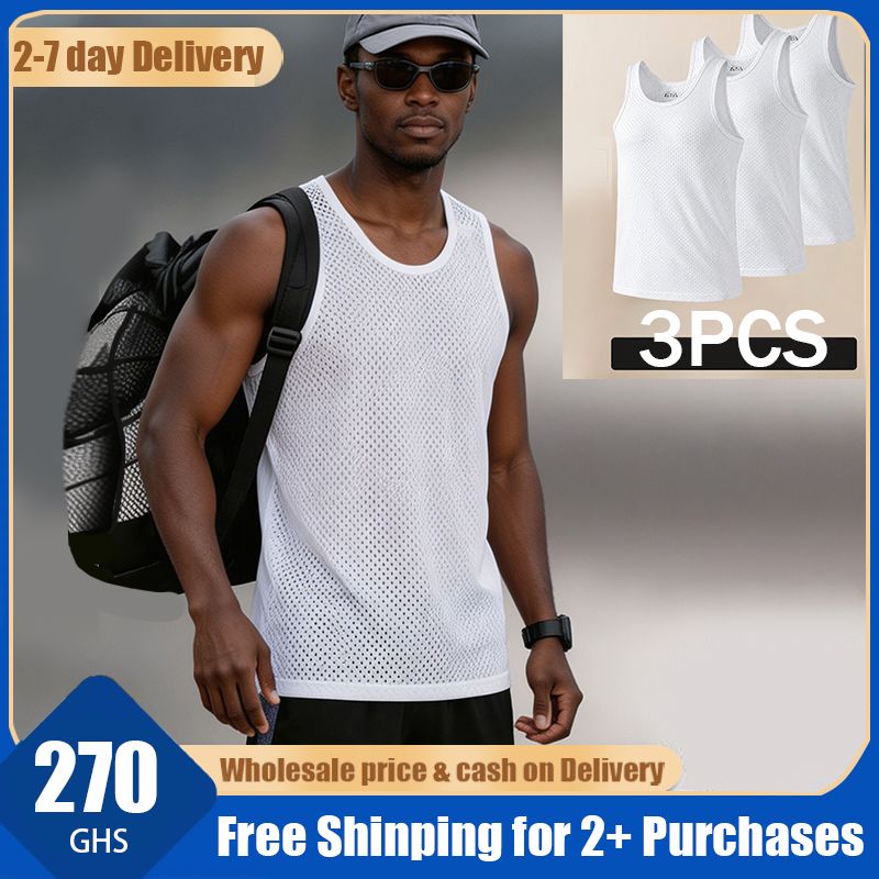 🔥Ghana - 3-Pack Men's Ice Silk Mesh Tank Tops🔥Free Shipping for 2+ Purchases-LB-TK-001