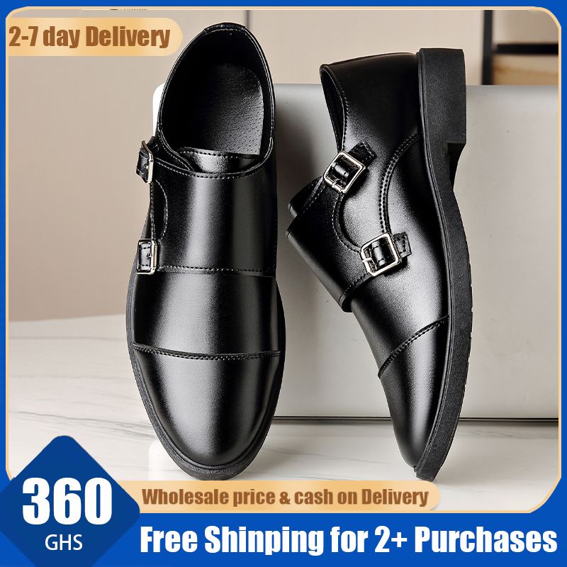 🔥Ghana -Men's Black Monk Strap Shoes🔥Free Shipping for 2+ Purchases-DW-BZ-011