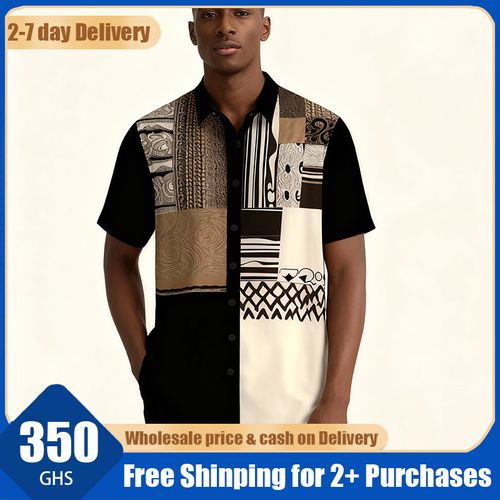 0929Ethnic style 3D printed short-sleeved shirtYML011